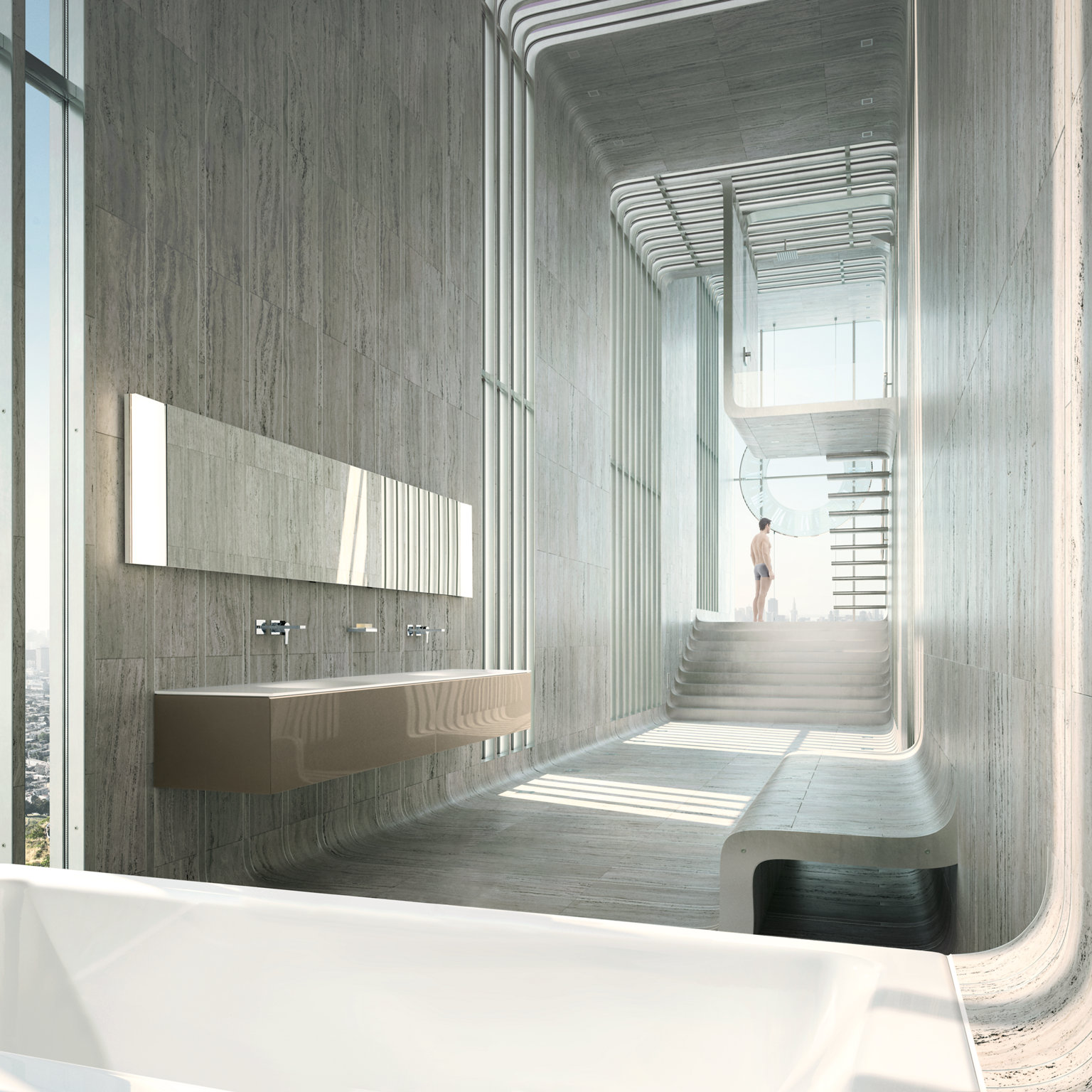 Wanne und Waschplatz im Edition 11 Planning Bad