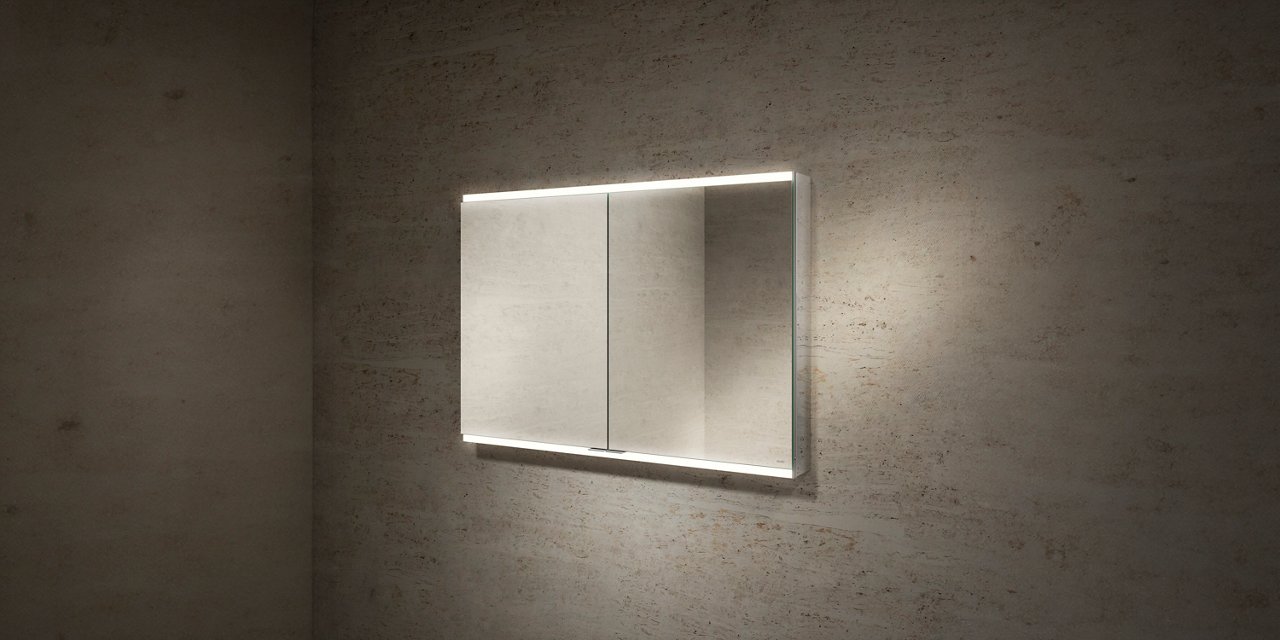 Oben und unten beleuchteter Royal Modular Wandvorbau Spiegelschrank