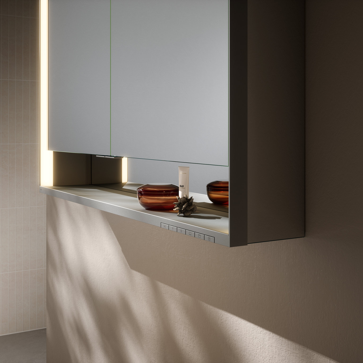 ROYAL LUMOS Spiegelschrank Detail 160 mm Tiefe, Wandvorbau