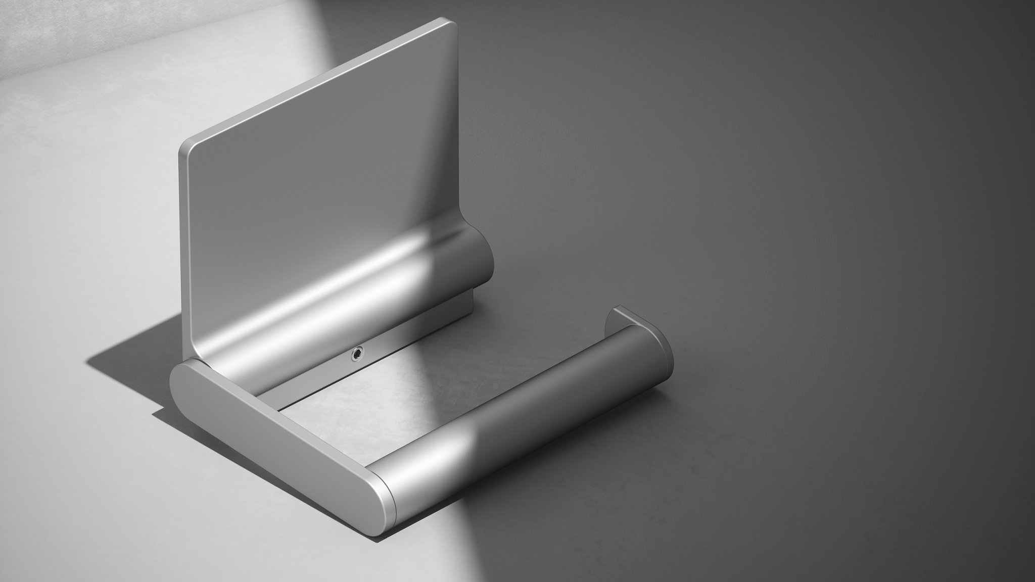 PLAN toilet paper holder with shelf is in the light