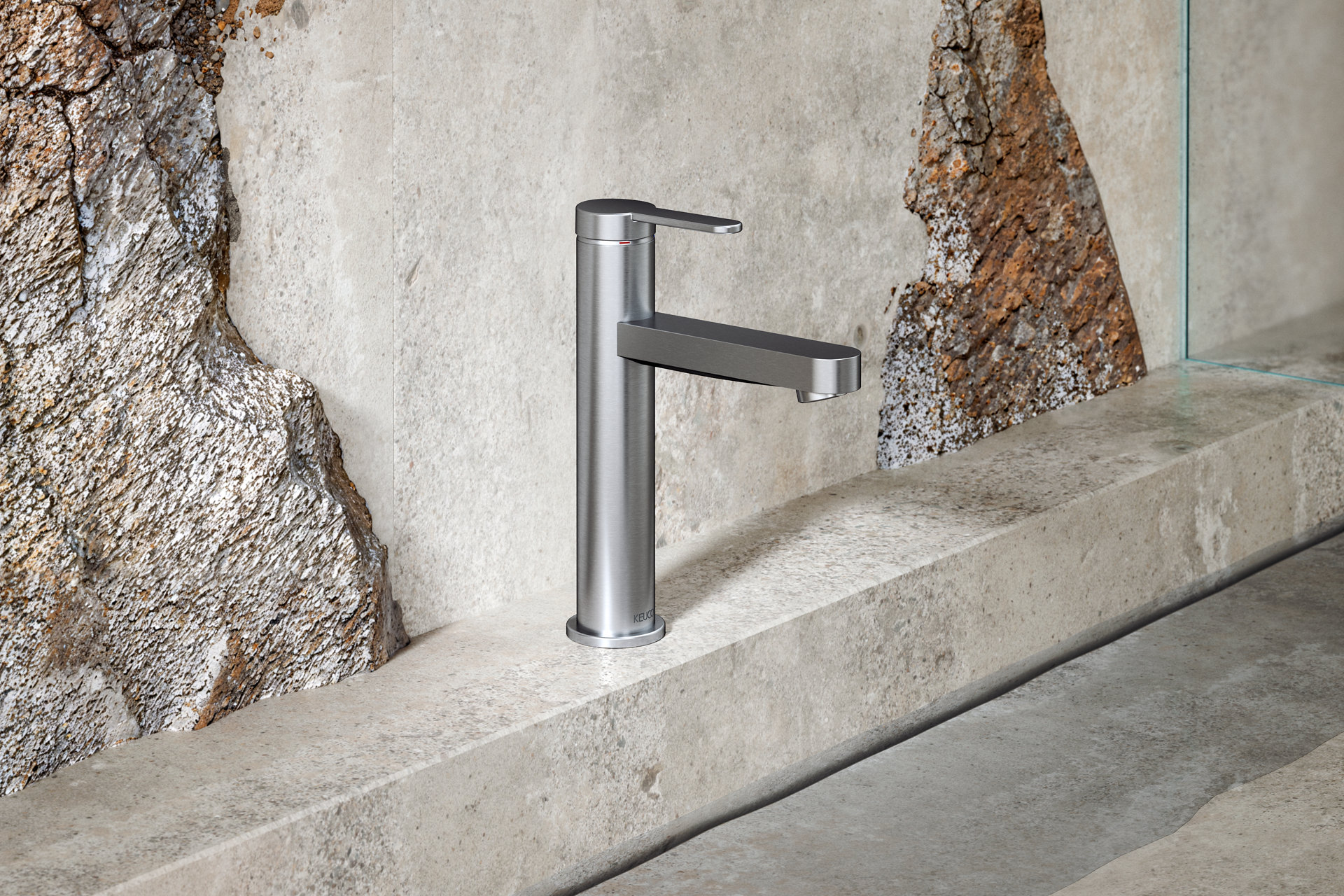 IXMO Flat Einhebel-Waschtichmischer 130 in Edelstahl-finish