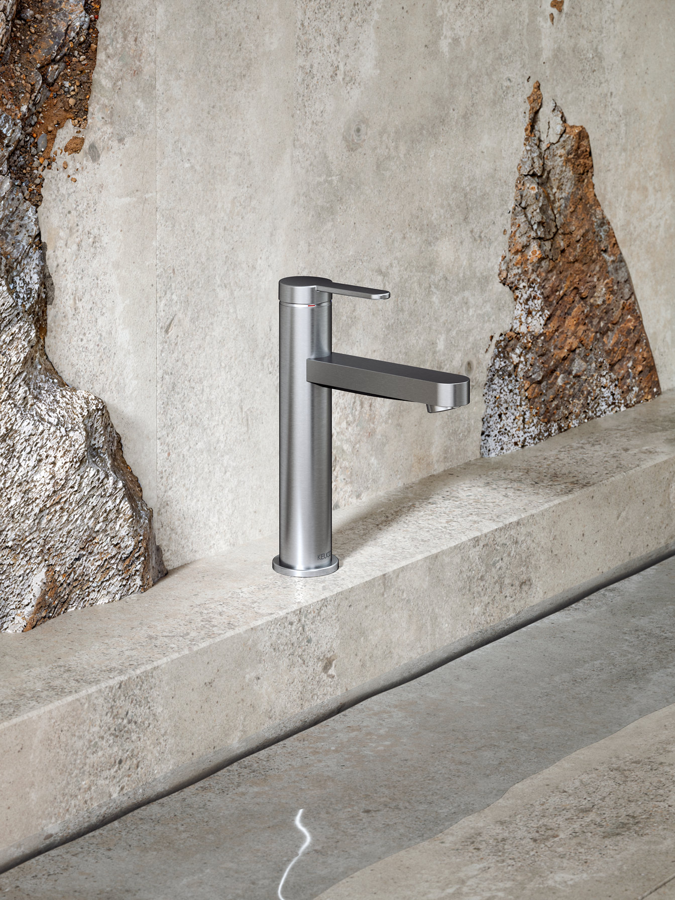 IXMO Flat Einhebel-Waschtichmischer 130 in Edelstahl-finish