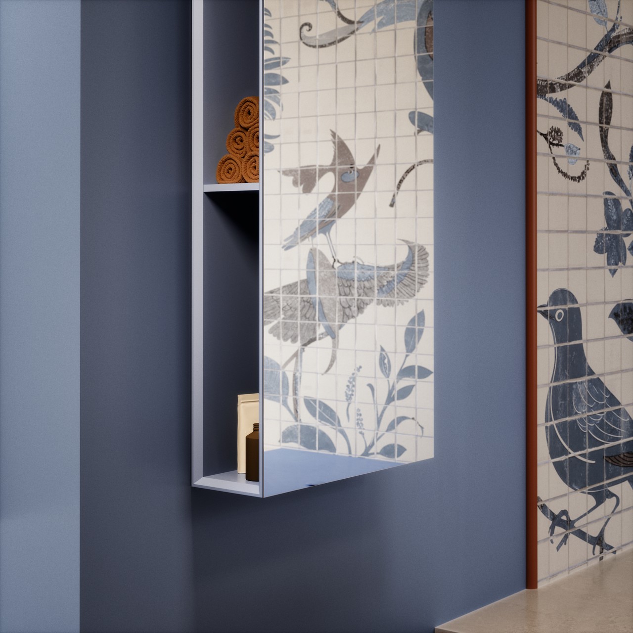 EDITION 11 ART Spiegelregal in Blue Satin