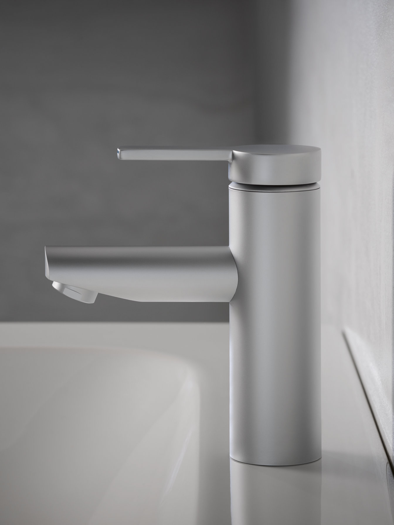 Plan blue Einhebel-Waschtischmischer in Aluminium-finish