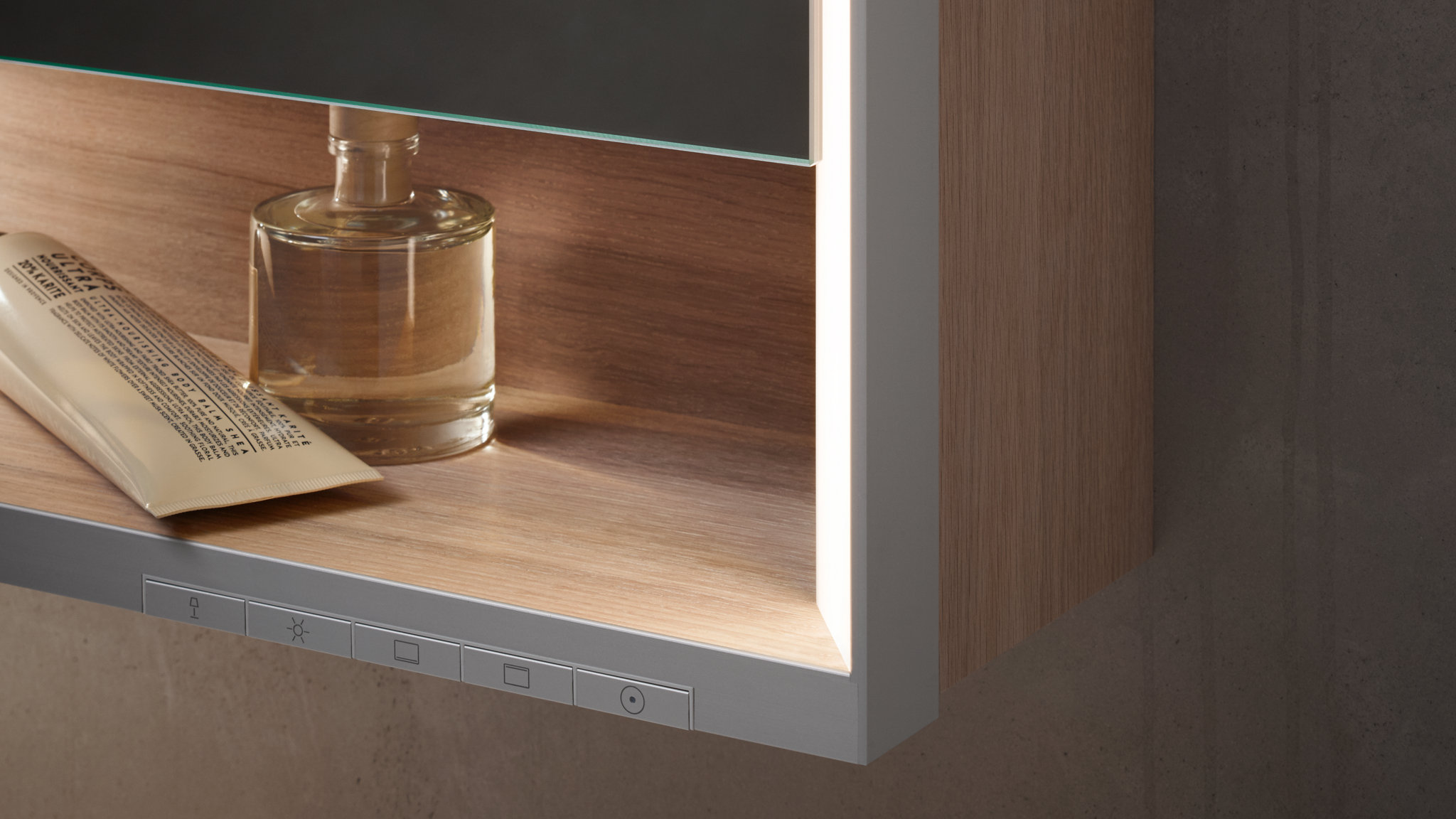 Detailansicht Spiegelschrank der Edition Lignatur in Eiche Weiß