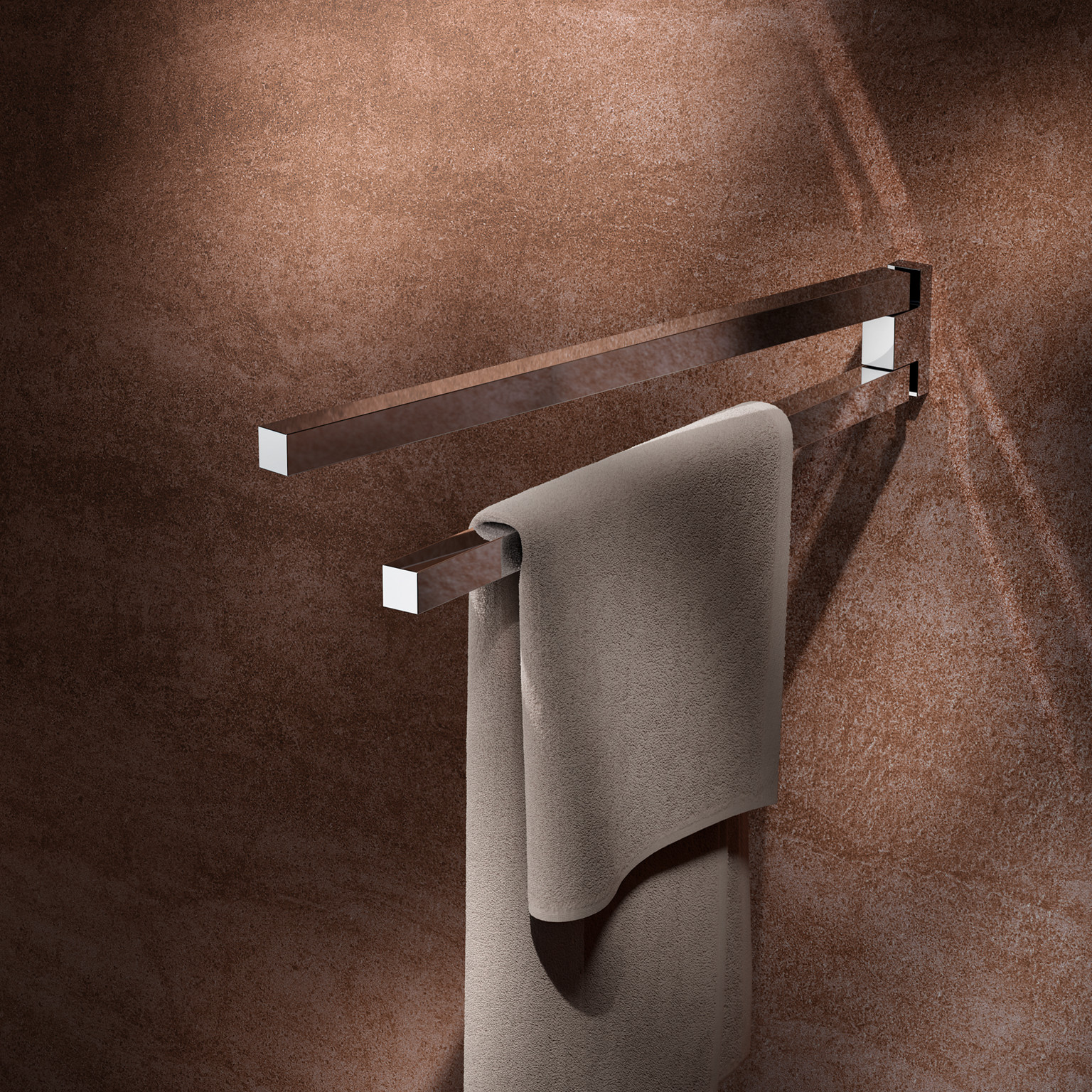 2-teiliger Handtuchhalter der Edition 90 Square mit Handtuch