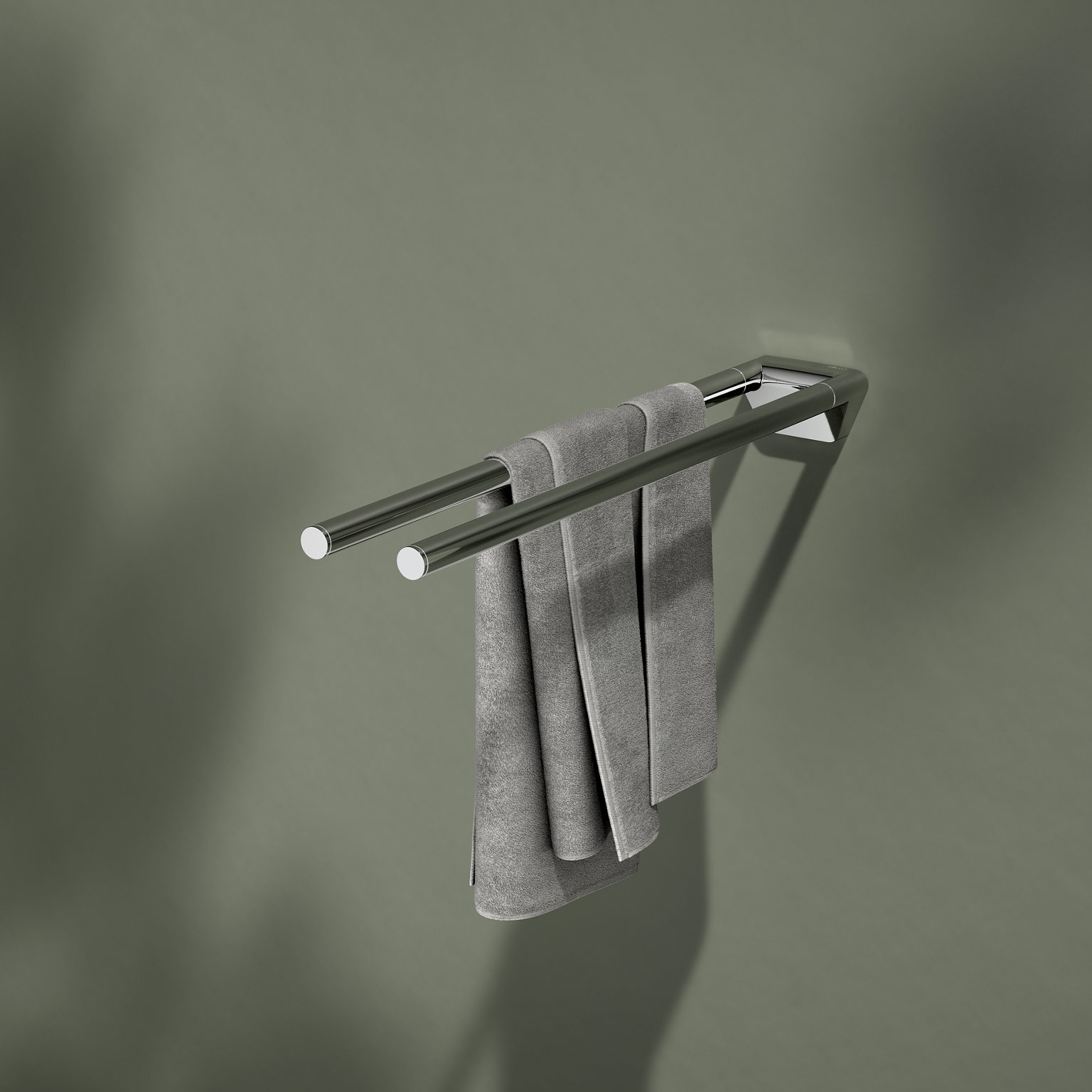 Verchromter 2-teiliger Handtuchhalter der Collection Reva mit Handtuch