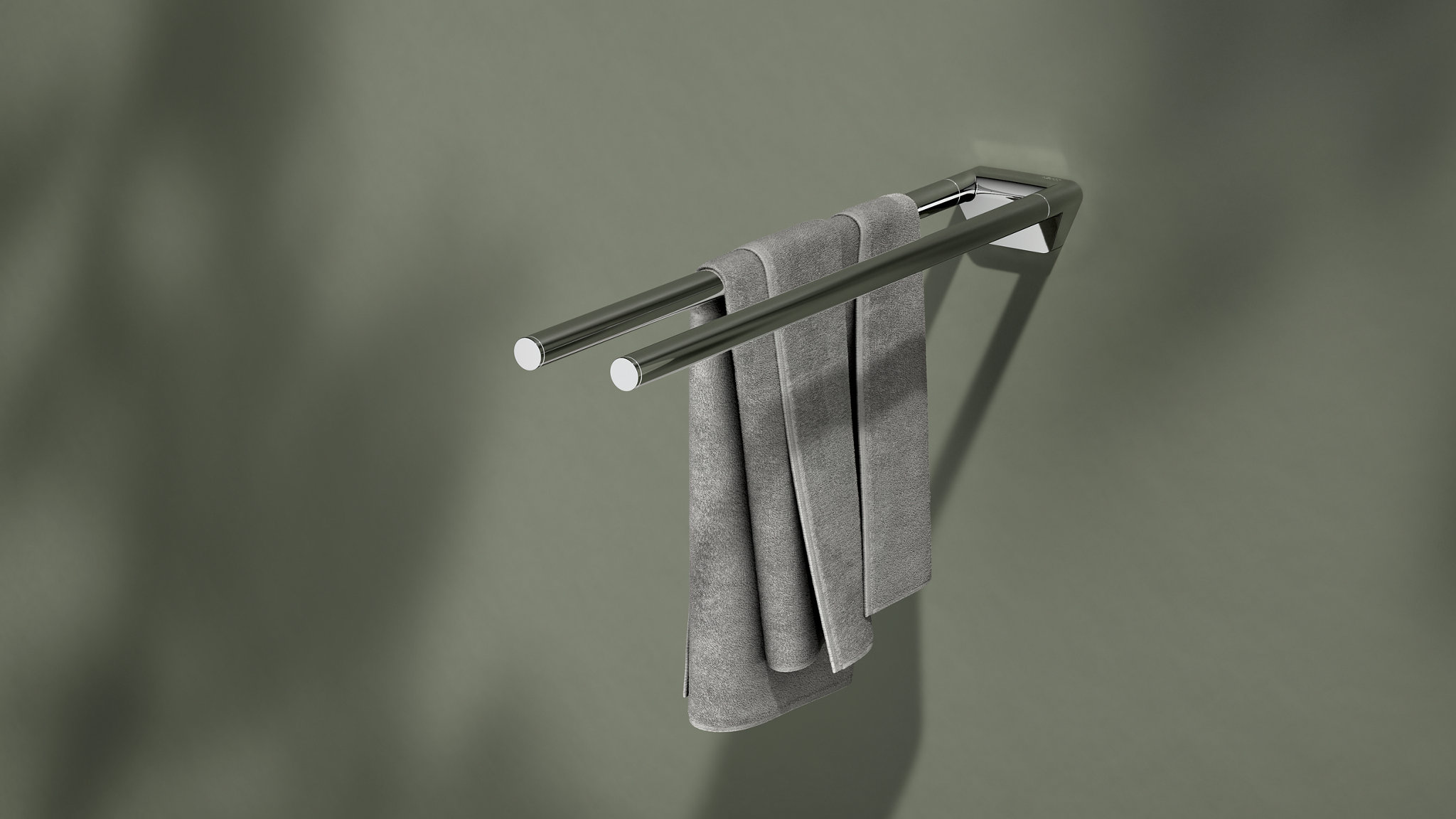 Verchromter 2-teiliger Handtuchhalter der Collection Reva mit Handtuch