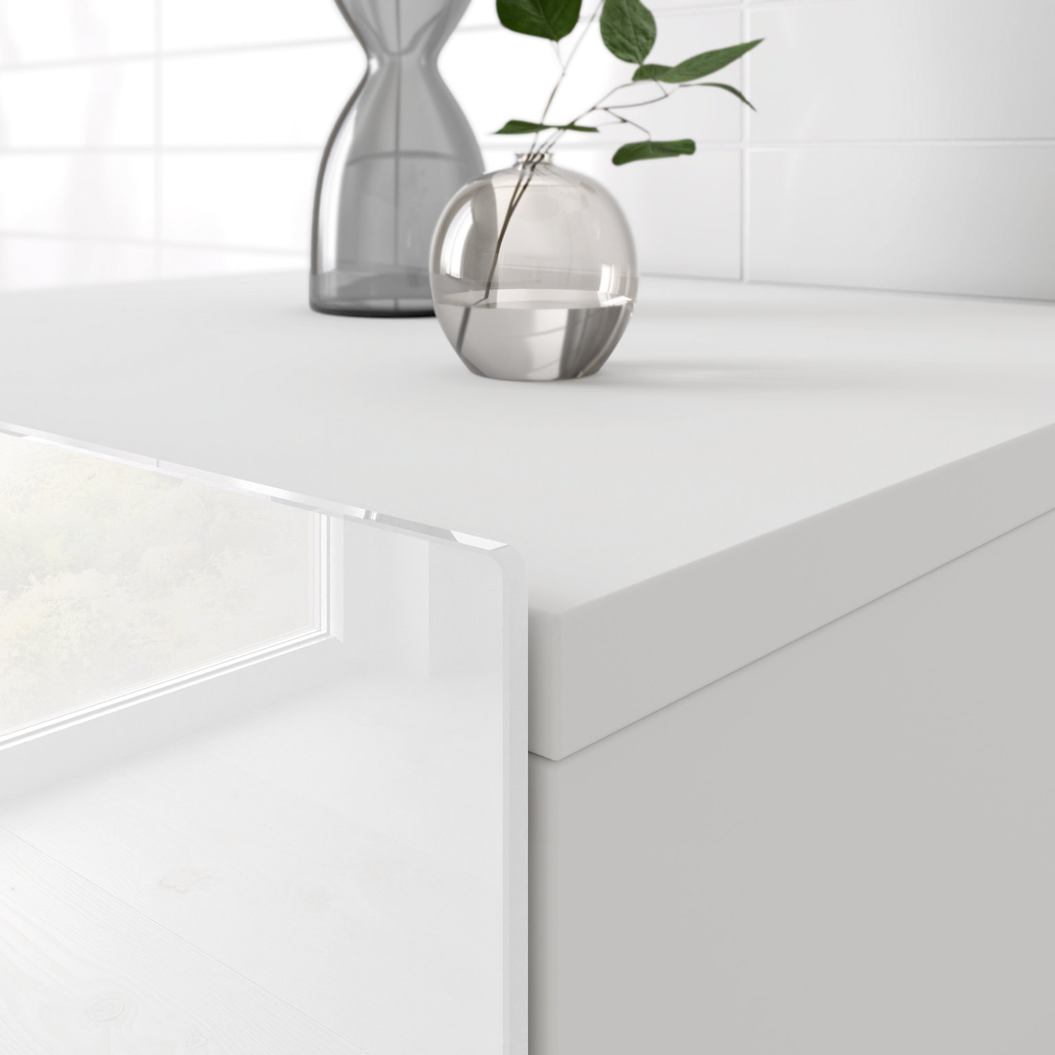 STAGELINE Mittelschrank 1-türig matt weiß mit Glasfront