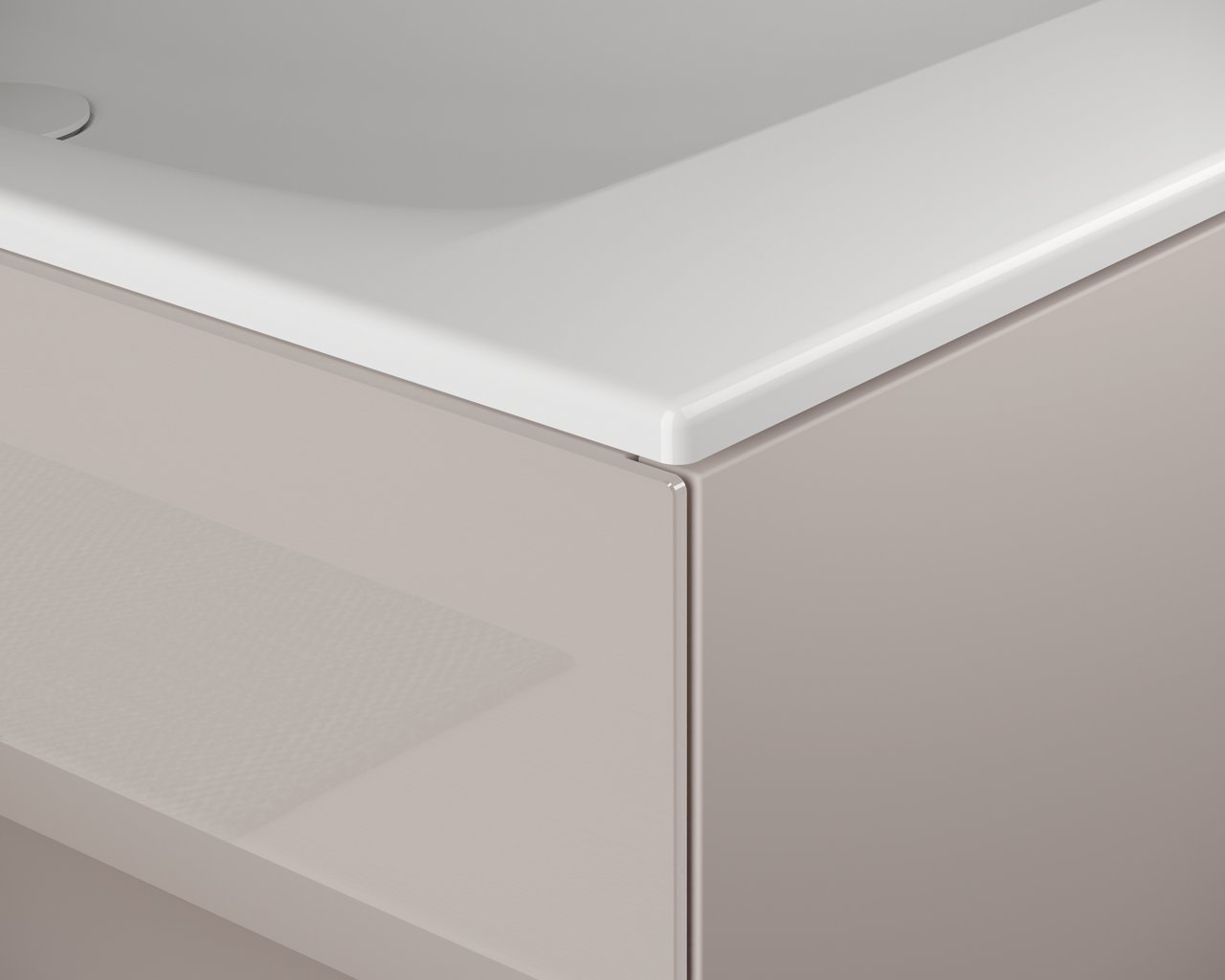 Detailansicht des Stageline Waschtisch im Waschtischunterschrank in Cashmere 