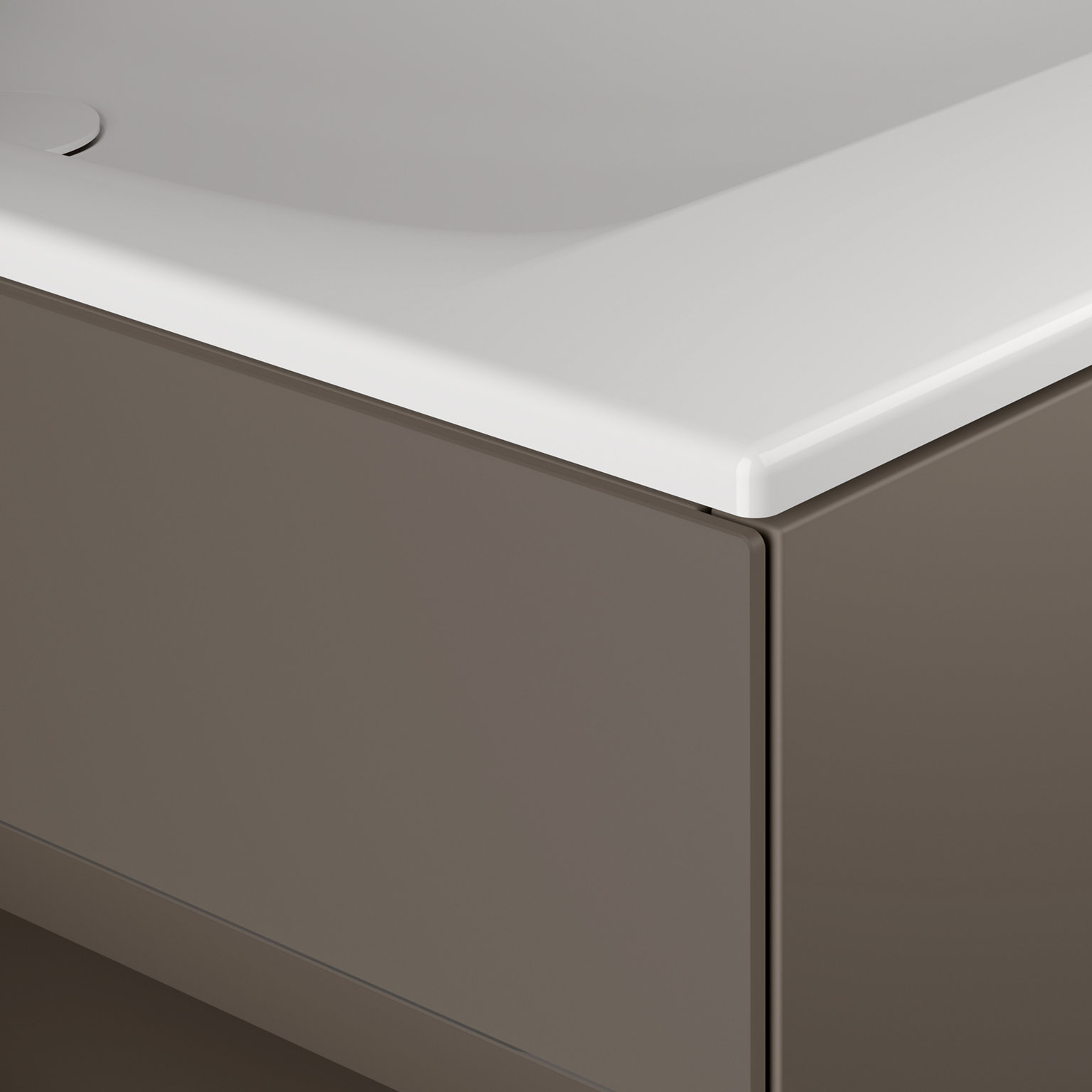 Detailansicht des Stageline Waschtisch im Waschtischunterschrank in Inox satiniert