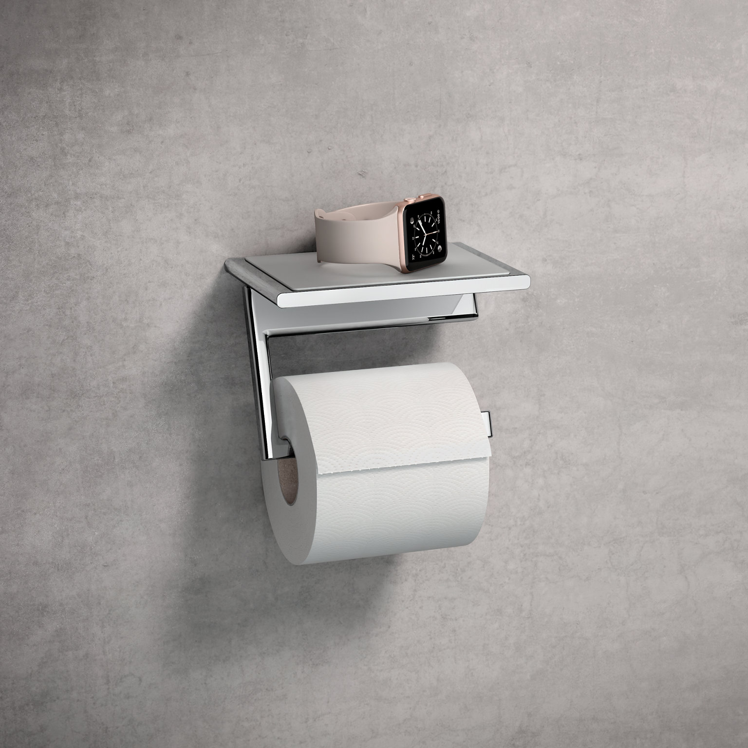 Edition ACTIS TOILETTENPAPIERHALTER mit Ablage verchromt