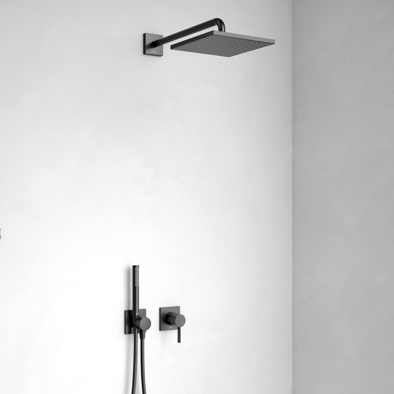 IXMO Set in der Dusche, mit Kopfbrause, Einhebelmischer und Handbrause in in Schwarz matt