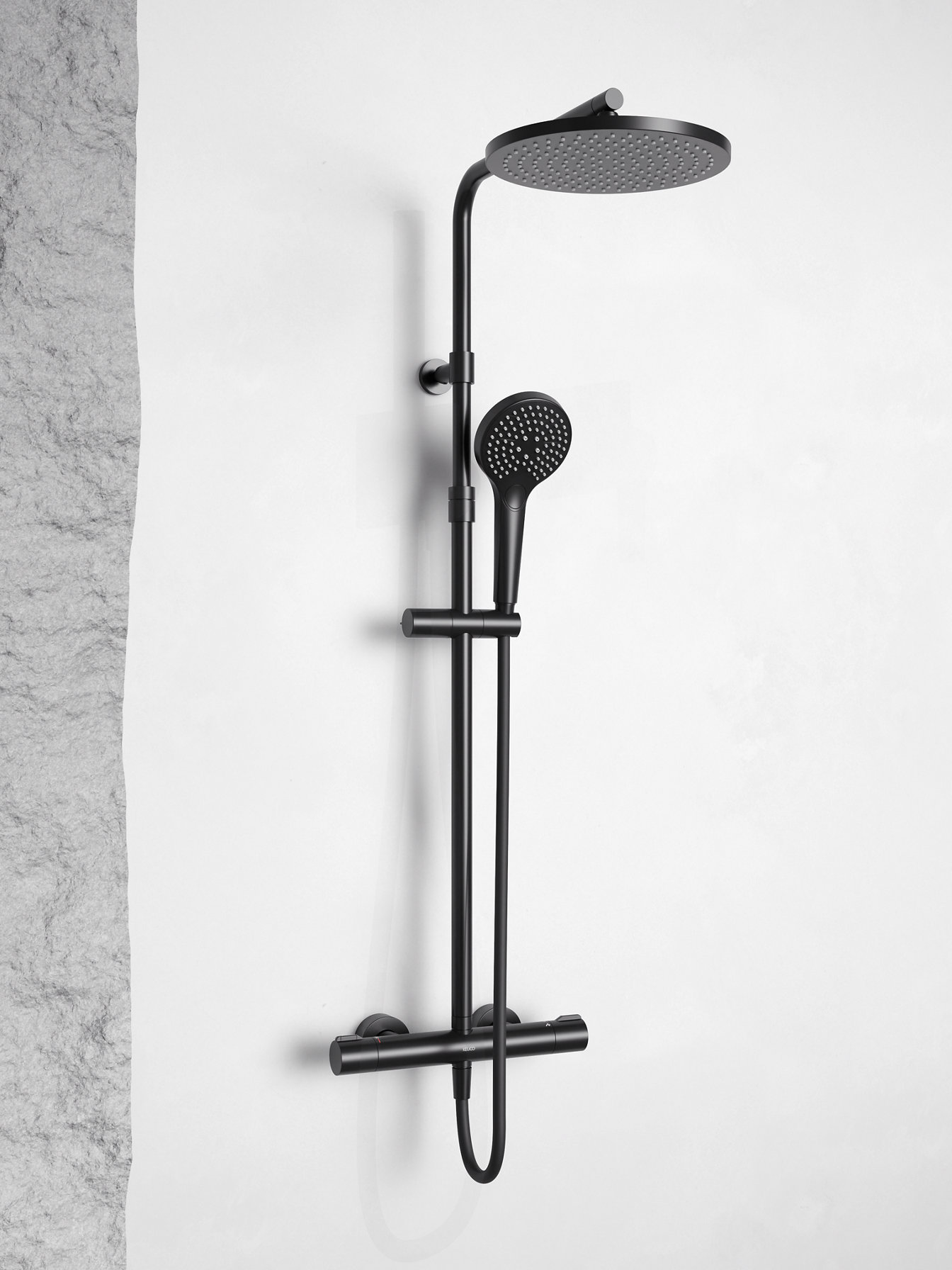PLAN blue Thermostat-Brausemischer Aufputz mit Kopfbrause in Schwarz