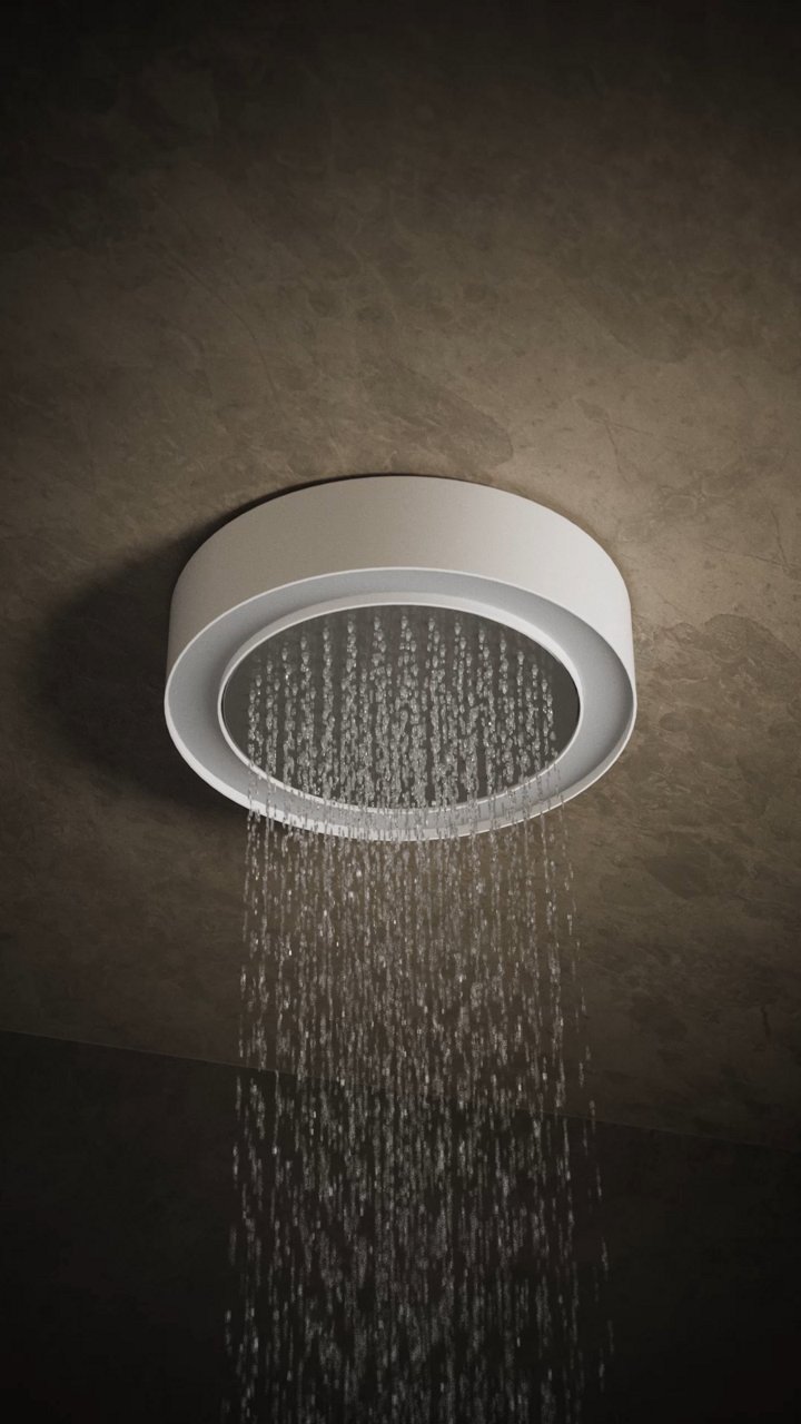 Duschleuchte mit fließendem Wasser