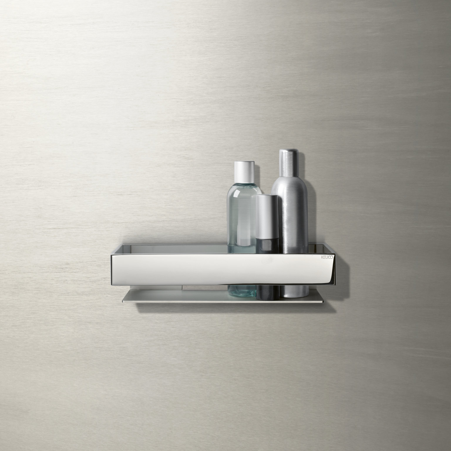 Duschkorb der Edition 11 in Aluminium silber-eloxiert, verchromt