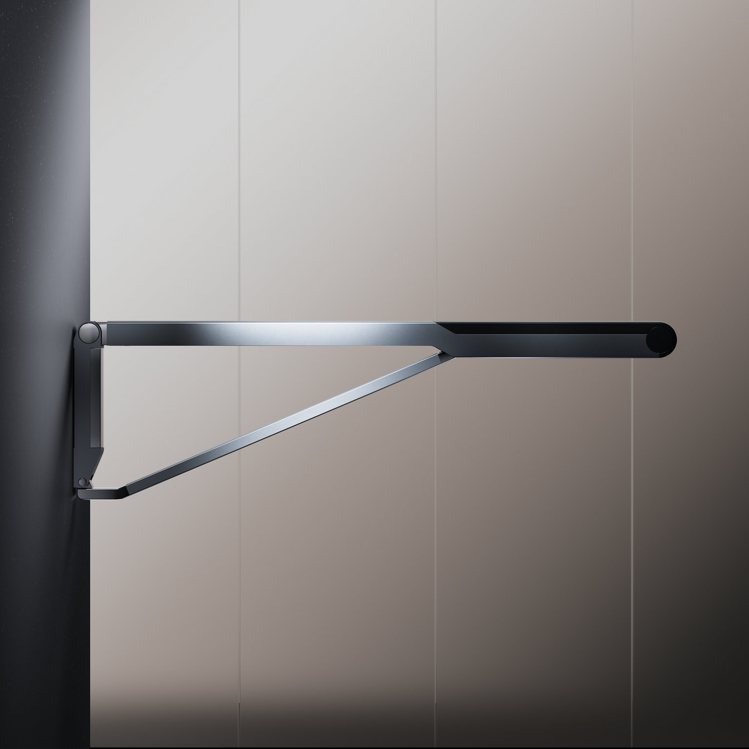 Collection Axess Stützklappgriff, Aluminium silber-eloxiert, mit Auflagefläche aus schwarzem Kunststoff, im Profil