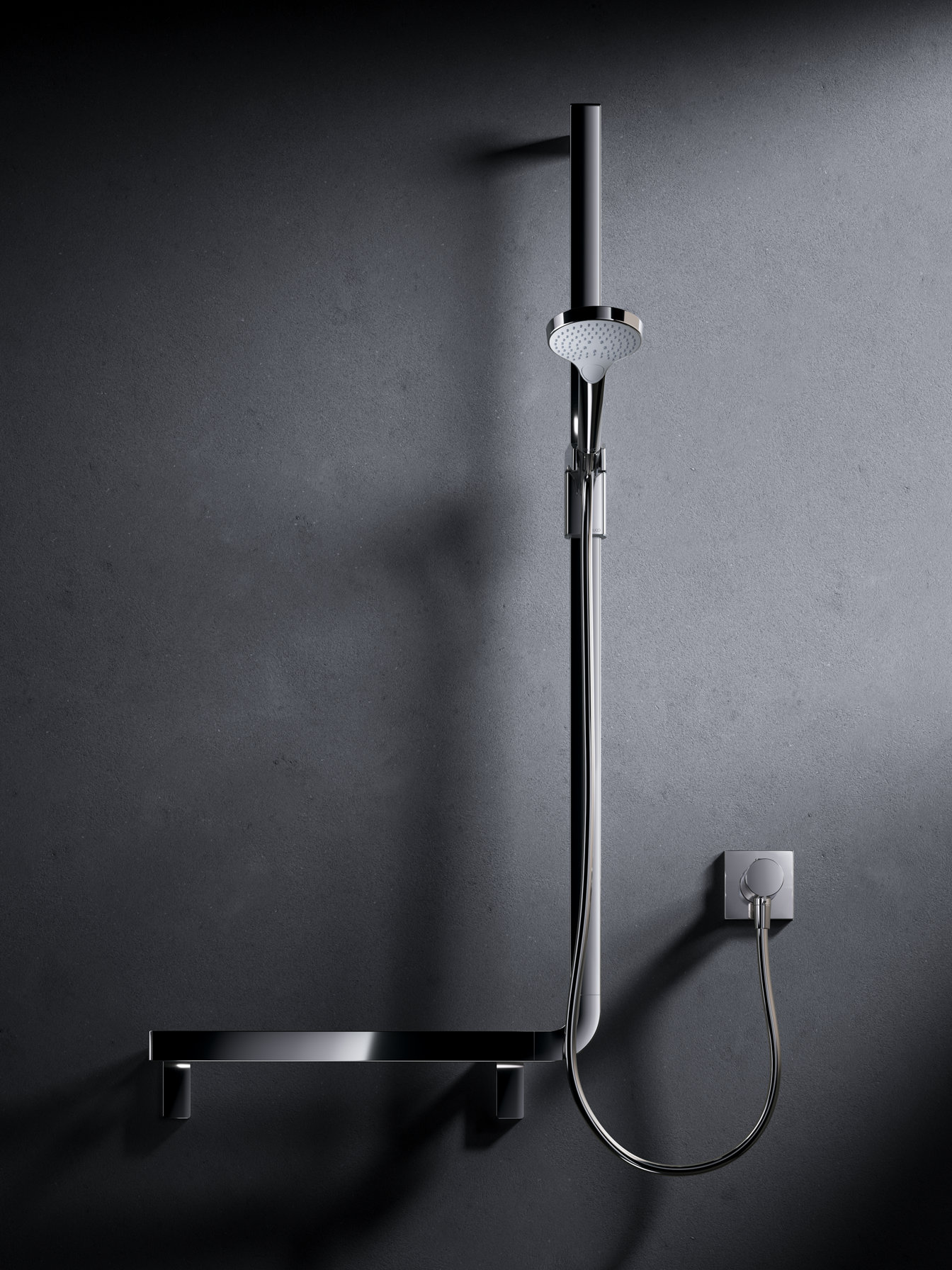 Verchromter Collection Axess Winkelgriff mit Brausehalter und IXMO Einhebelgriff