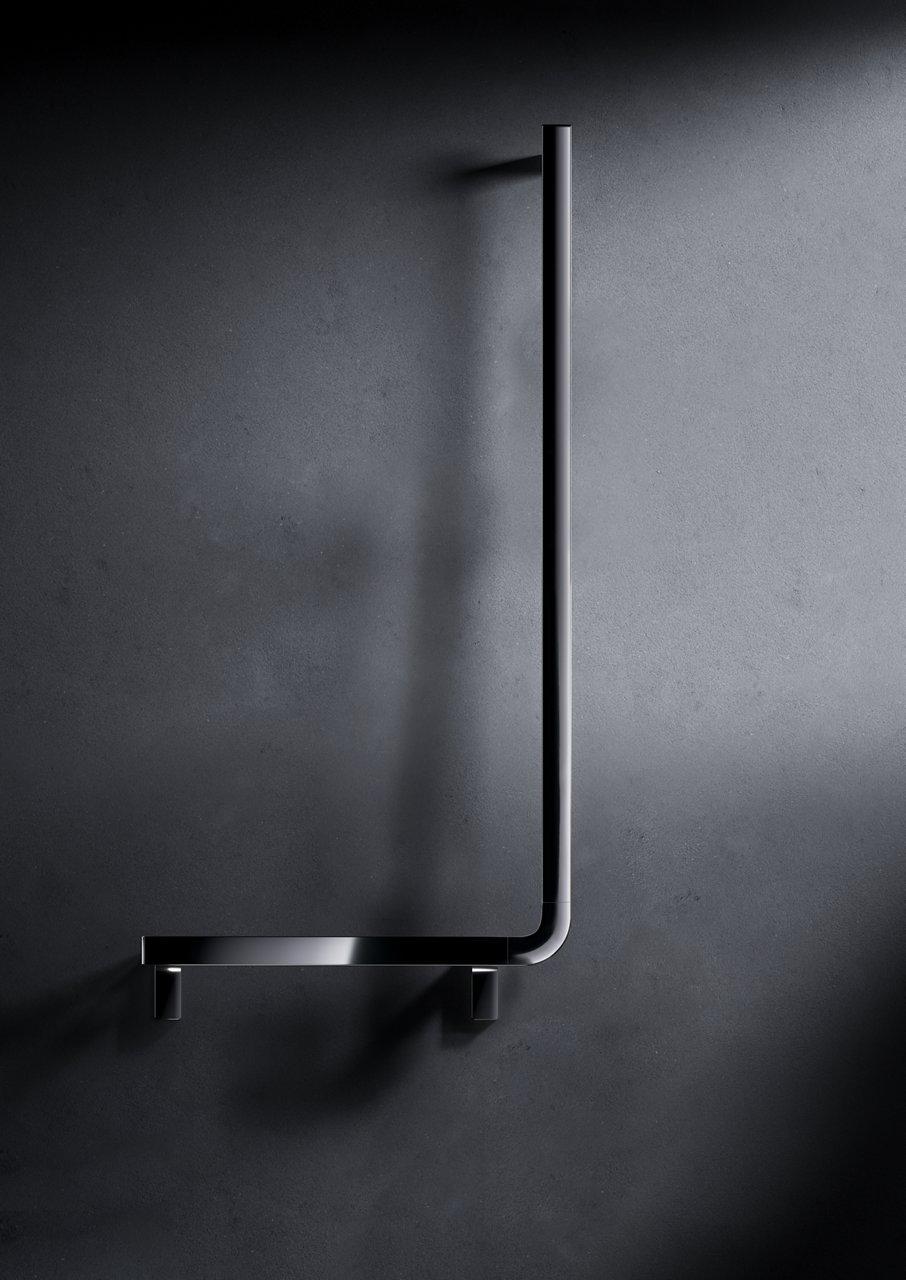 Axess Winkelgriff mit Brausestange in Aluminium silber-eloxiert/verchromt