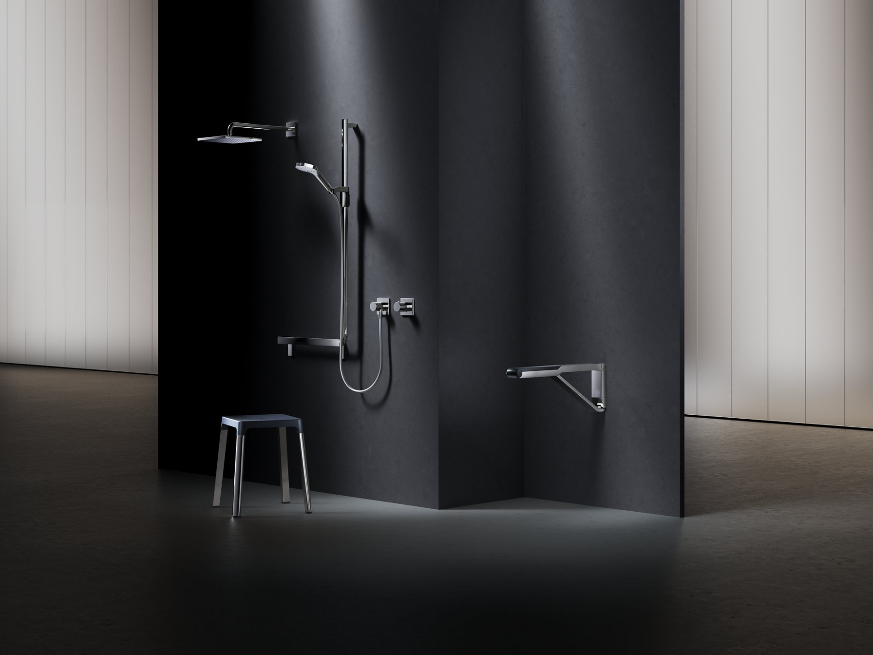 Imex Berlin GT006 Einhand-Brause-Set – Duscharmatur Mit Quadratischem Duschkopf, Chrom, 1,5 M Schlauch