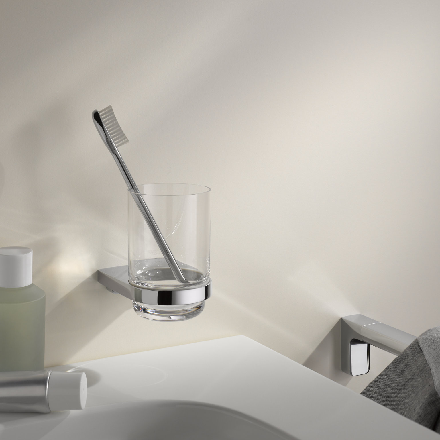 Collection Moll Glashalter mit Zahnputzglas und Zahnbürste