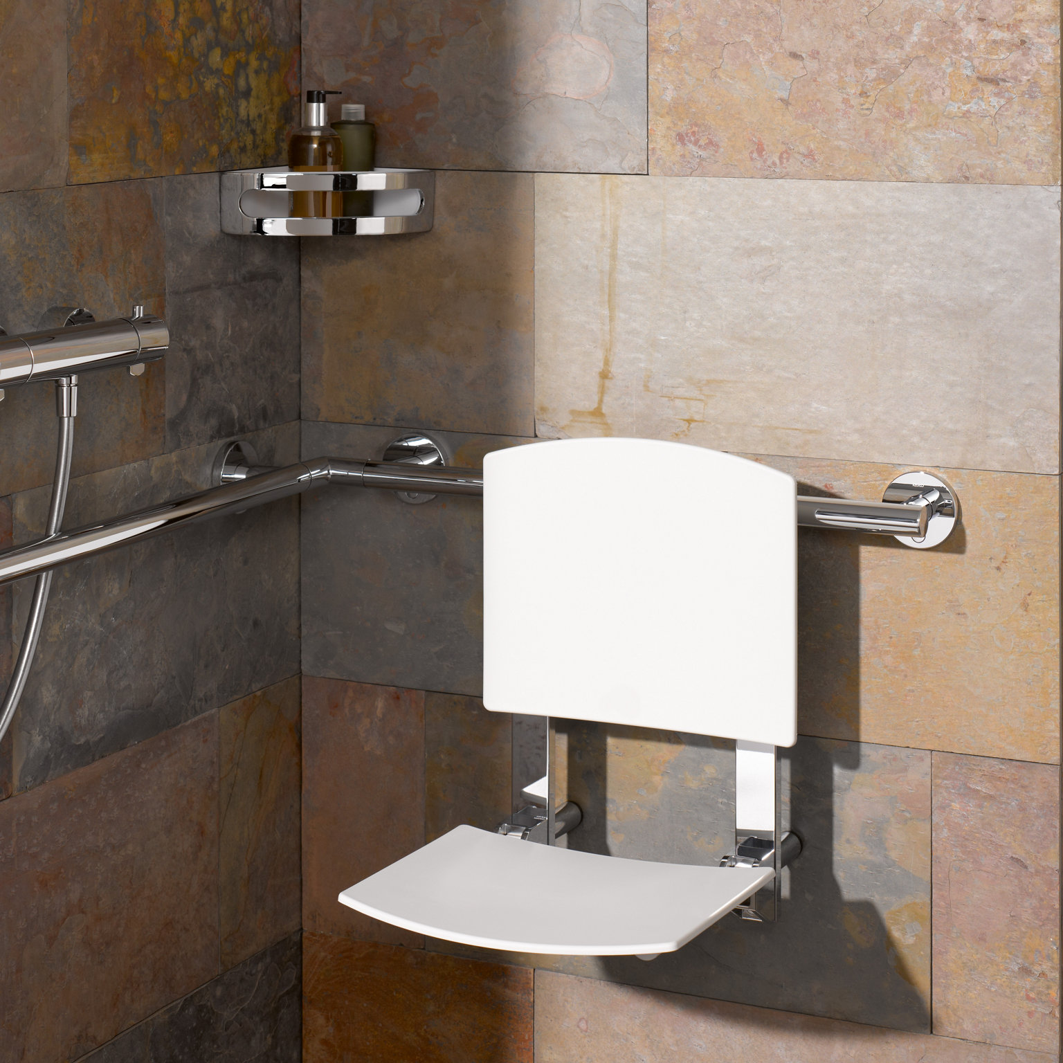 Plan Care Klappsitz und Eckduschkorb der Collection Elegance