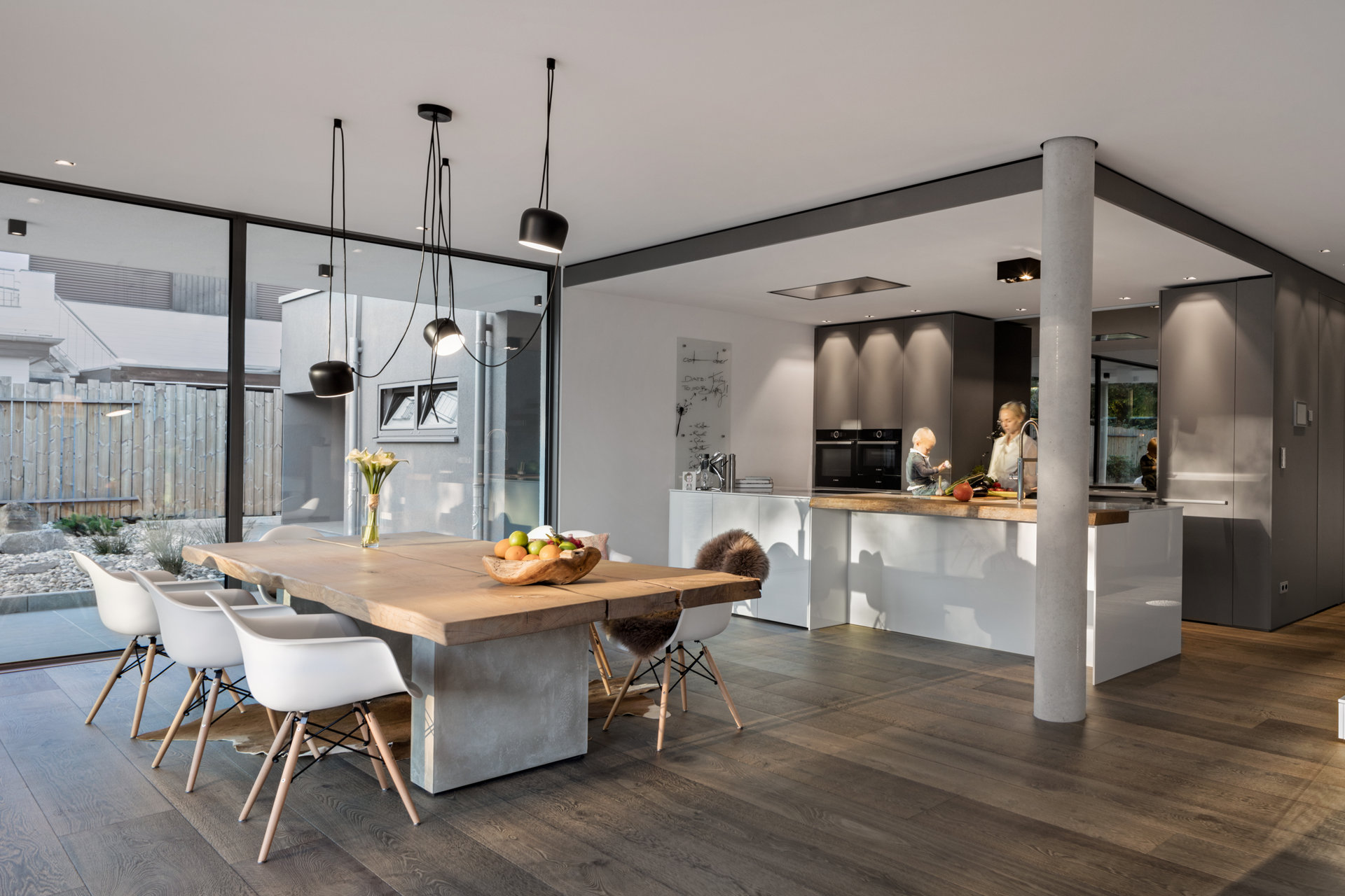 Kitchen area at the architects’ house Ruetters