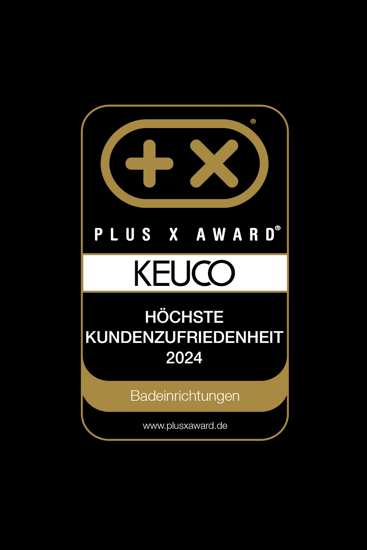 PLUS X AWARD 2024 Logo in schwarz auf schwarzem Hintergrund