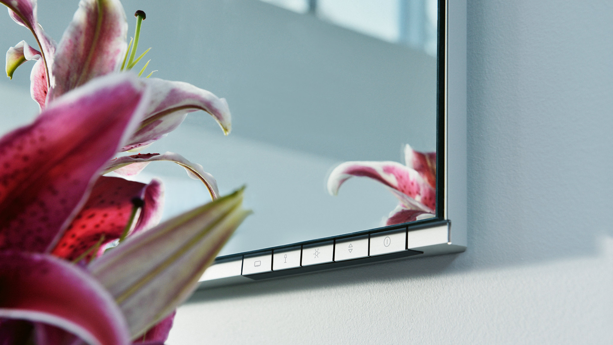 Bedienfeld der Edition 400 Lichtspiegel mit sich spiegelnder Orchidee
